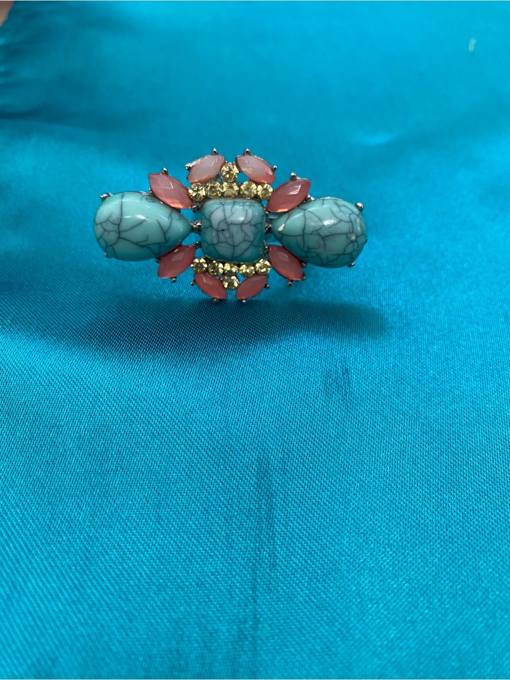 Turquoise and Pink Statement Ring - Women Jewelry